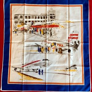 Vintage TWA Airlines Flight Attendant Uniform Scarf by Stan Herman - 1974 - Rare